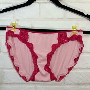 NWT Soma Embraceable Lace Bikini  Underwear Panty Soft Pink/ Azalea Small #0113